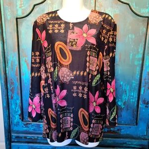 Faux velvet floral design blouse